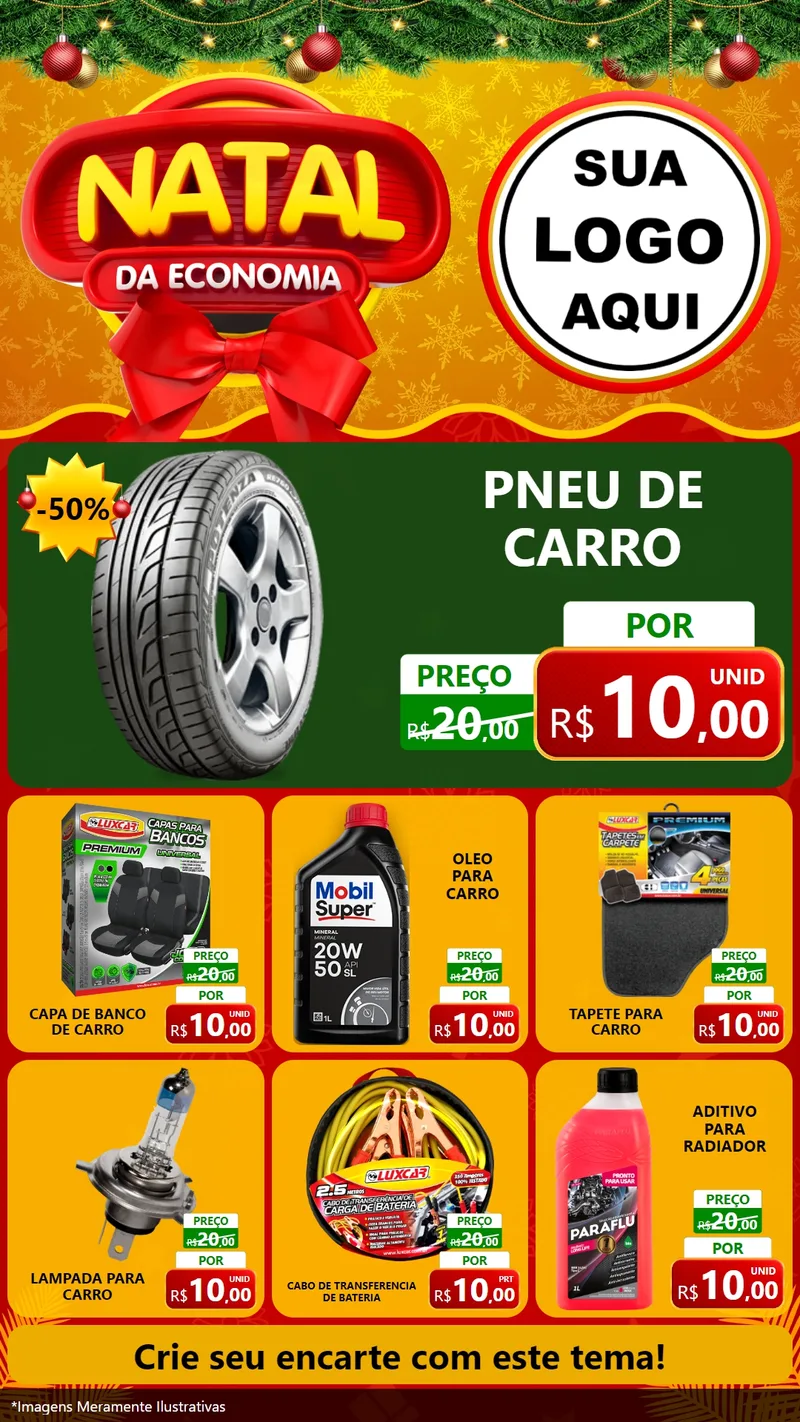 Modelo de Rede Social para Stories com o tema Natal da Economia para Auto peças