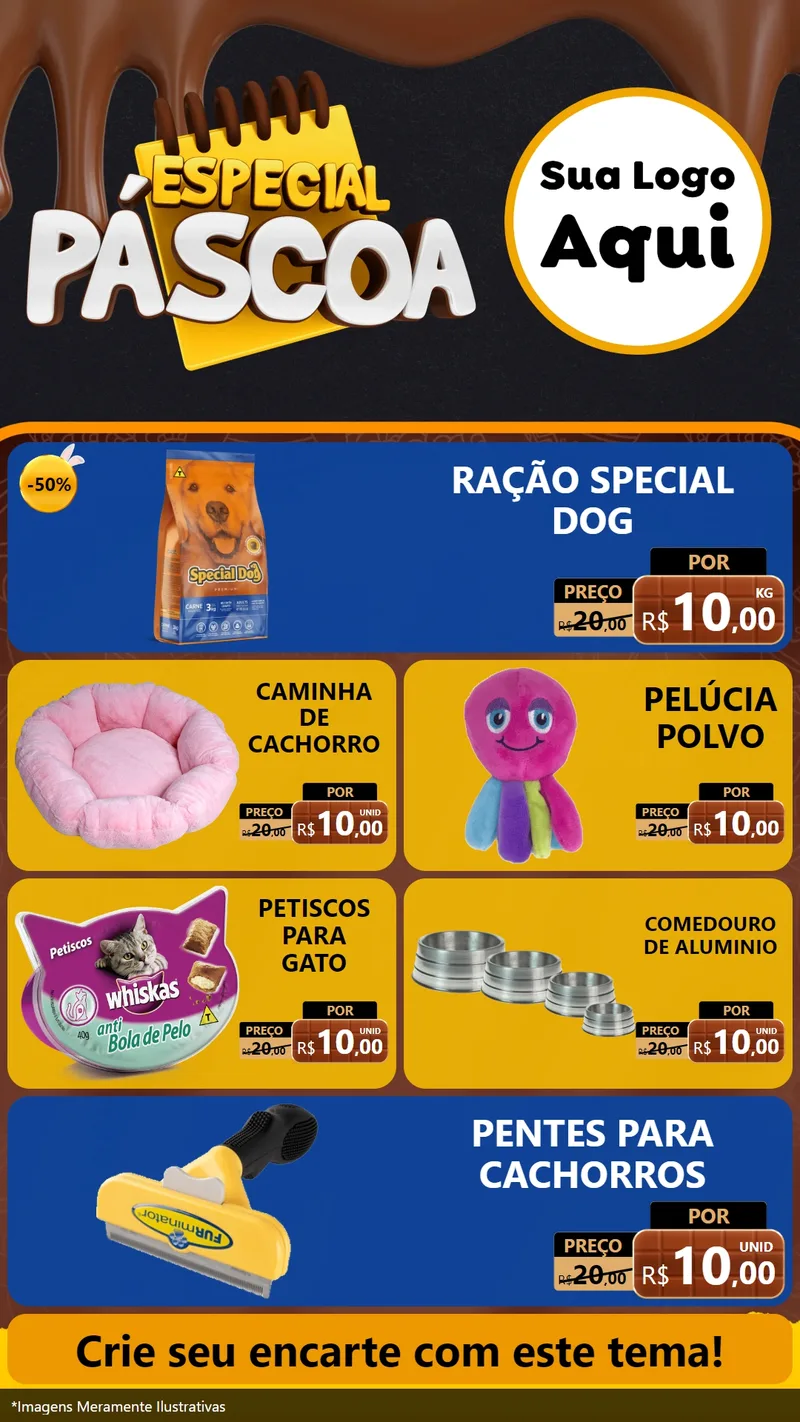 Modelo de TV para TV Vertical com o tema Especial Páscoa para Pet Shop