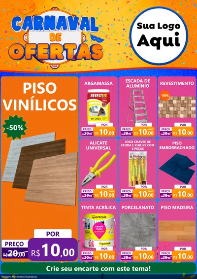 Modelo de Encarte para Encarte A4 Vertical com o tema Carnaval de Ofertas para Material para Construção