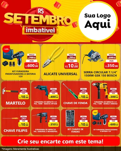 Modelo de Rede Social para Feed Instagram com o tema Setembro Imbatível para Maquinas e Ferramentas