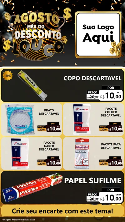 Modelo de TV para TV Vertical com o tema Agosto Mês do Desconto Louco para Embalagens