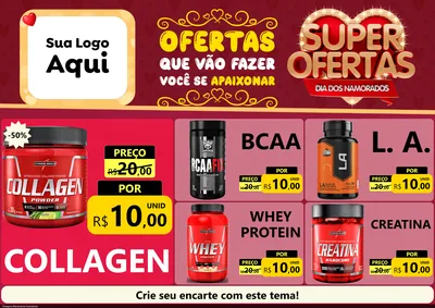 Modelo de Encarte para Encarte A4 Horizontal com o tema Dia dos Namorados para Suplementos alimentares