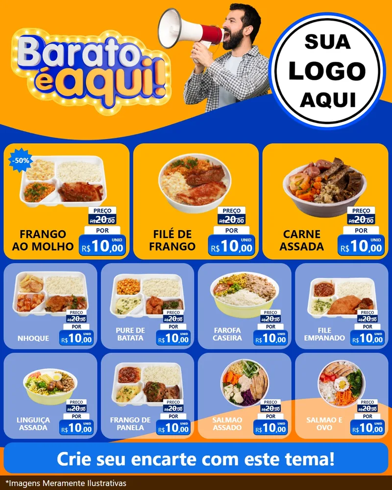Modelo de Rede Social para Feed Instagram com o tema Barato é aqui para Restaurante