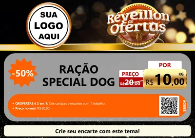 Modelo de Cartaz para Cartaz A4 Horizontal com o tema Réveillon de Ofertas para Pet Shop