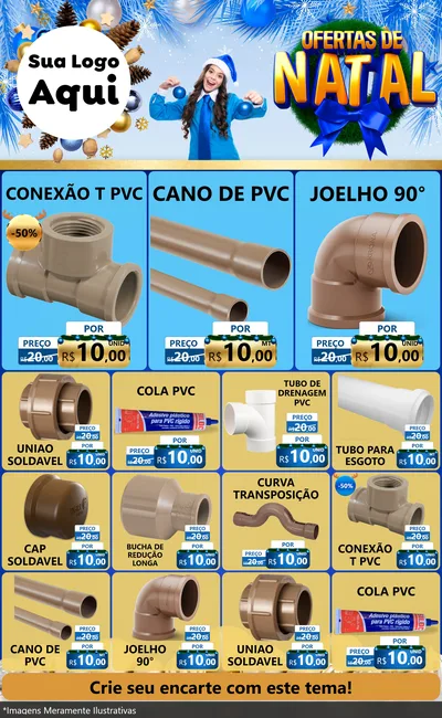 Modelo de Encarte para Encarte Grande com o tema Ofertas de Natal para Tubos e conexões
