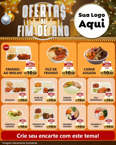 Modelo de Rede Social para Feed Instagram com o tema Ofertas de Fim de Ano para Restaurante