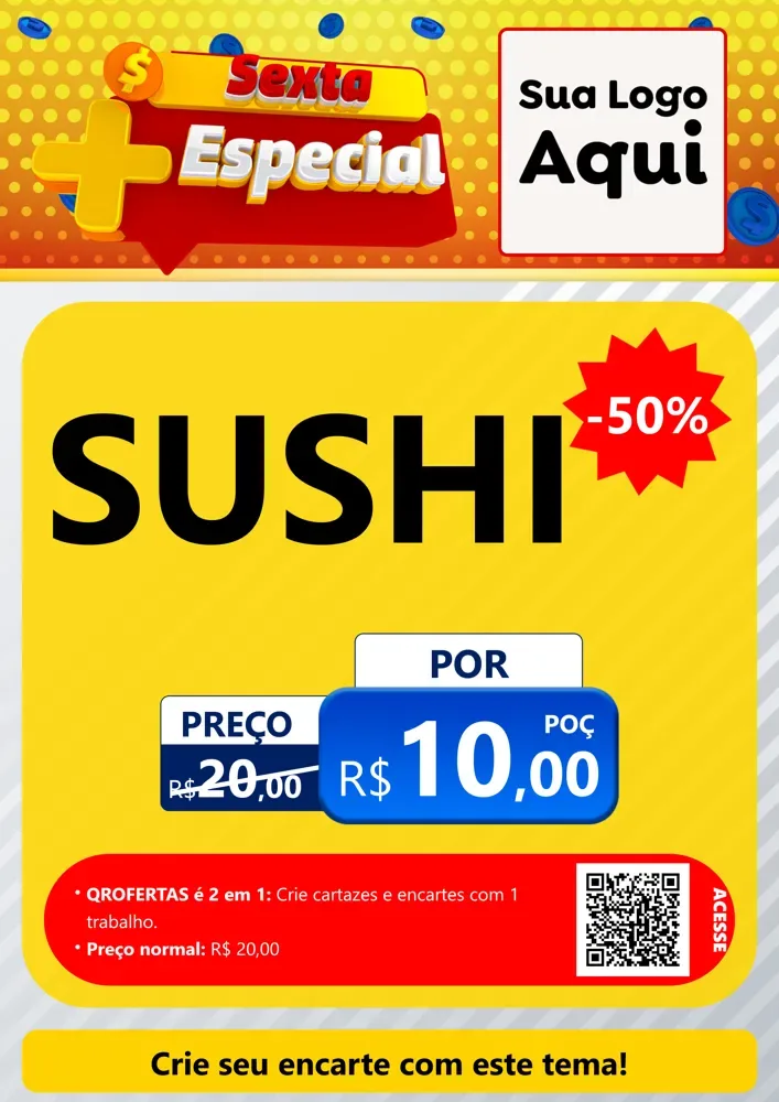 Modelo de Cartaz para Cartaz A4 Vertical com o tema Sexta Mais Especial para Comida japonesa