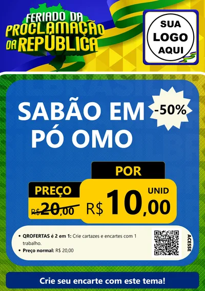 Modelo de Cartaz para Cartaz A4 Vertical com o tema Feriado da Proclamação da República para Produtos de Limpeza