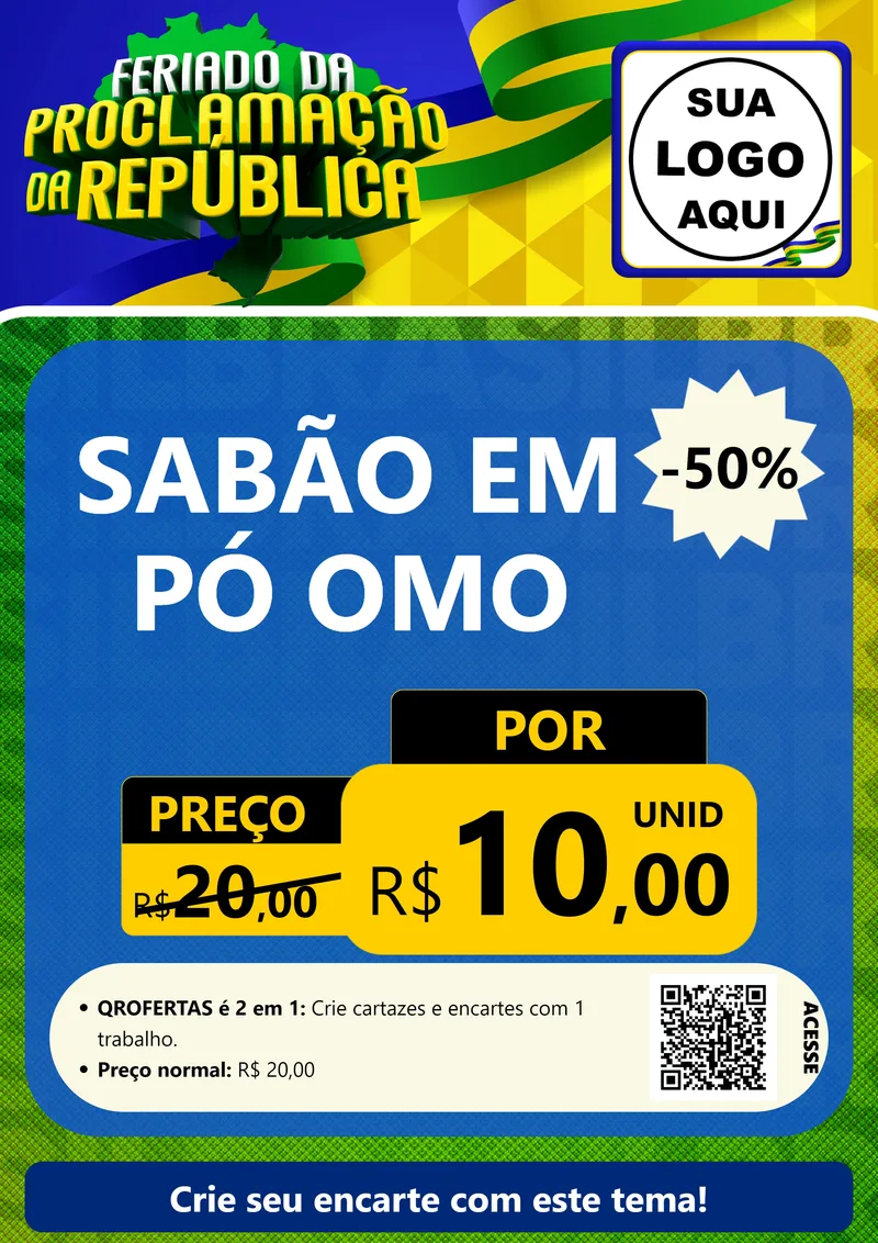 Modelo de Cartaz para Cartaz A4 Vertical com o tema Feriado da Proclamação da República para Produtos de Limpeza