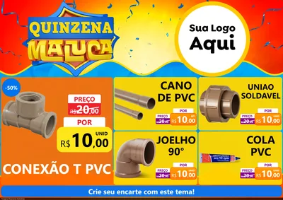 Modelo de Encarte para Encarte A4 Horizontal com o tema Quinzena Maluca para Tubos e conexões