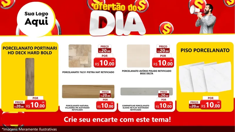 Modelo de TV para TV Horizontal com o tema Ofertão do dia para Pisos e revestimentos