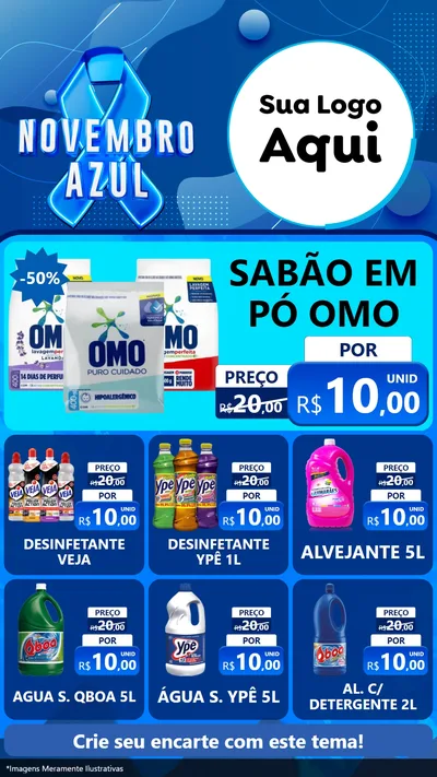 Modelo de Rede Social para Stories com o tema Novembro Azul para Produtos de Limpeza