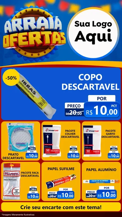 Modelo de Rede Social para Stories com o tema Arraiá de Ofertas - Junina para Embalagens