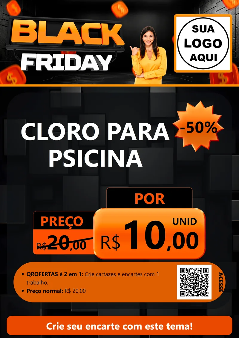 Modelo de Cartaz para Cartaz A4 Vertical com o tema Black Friday para Produtos para Piscina