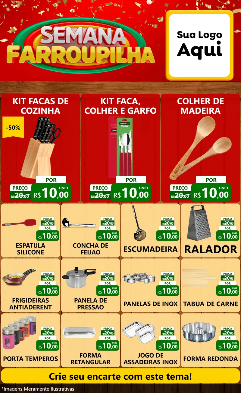 Modelo de Encarte para Encarte Grande com o tema Semana Farroupilha para Utilidades Domésticas