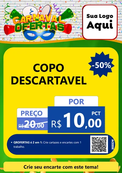 Modelo de Cartaz para Cartaz A4 Vertical com o tema Carnaval de Ofertas para Embalagens