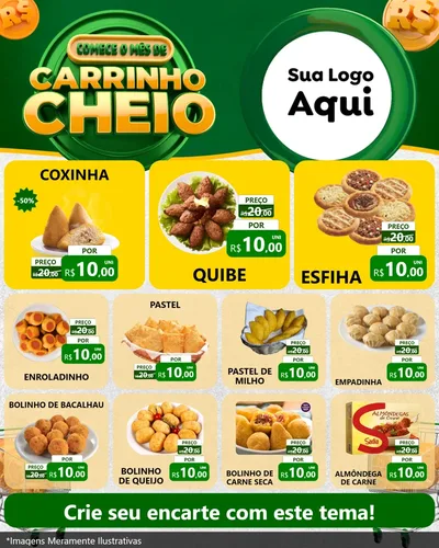 Modelo de Rede Social para Feed Instagram com o tema Carrinho Cheio para Salgadaria