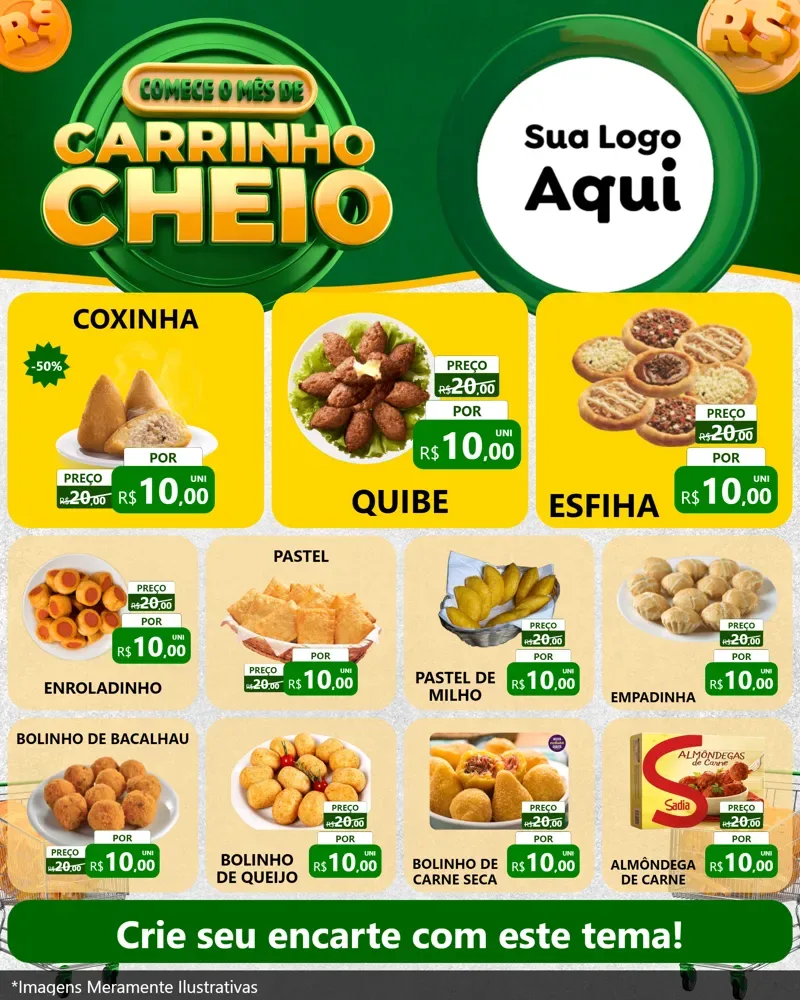 Modelo de Rede Social para Feed Instagram com o tema Carrinho Cheio para Salgadaria