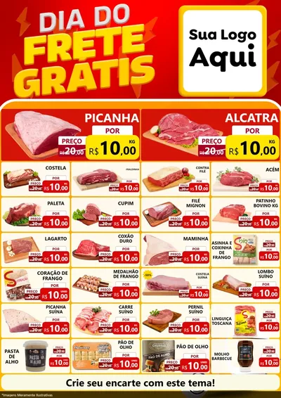 Modelo de Encarte para Encarte A4 Vertical com o tema Dia do Frete Grátis para Açougue