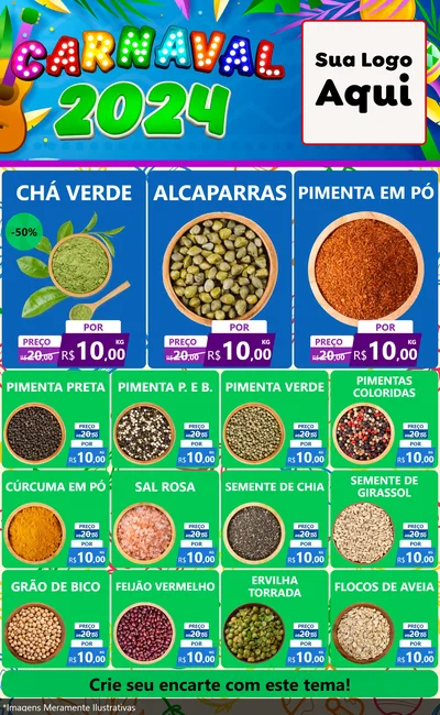 Modelo de Encarte para Encarte Grande com o tema Carnaval 2027 para Produtos Naturais