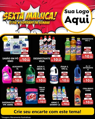 Modelo de Rede Social para Feed Instagram com o tema Sexta Maluca! para Produtos de Limpeza