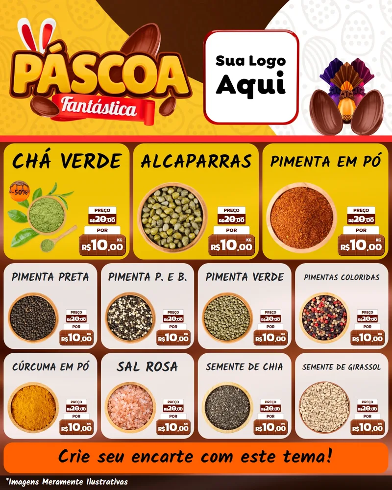 Modelo de Rede Social para Feed Instagram com o tema Páscoa Fantástica para Produtos Naturais