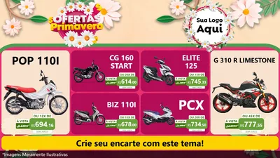 Modelo de TV para TV Horizontal com o tema Ofertas de Primavera para Concessionaria de Motos