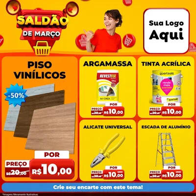 Modelo de Rede Social para Feed Facebook com o tema Saldão de Março para Material para Construção