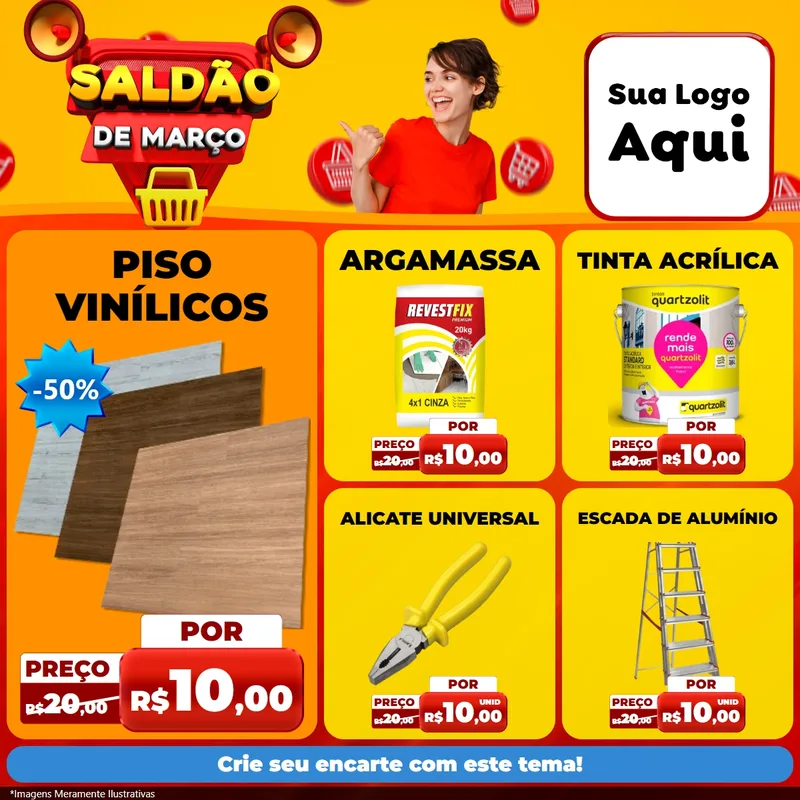 Modelo de Rede Social para Feed Facebook com o tema Saldão de Março para Material para Construção