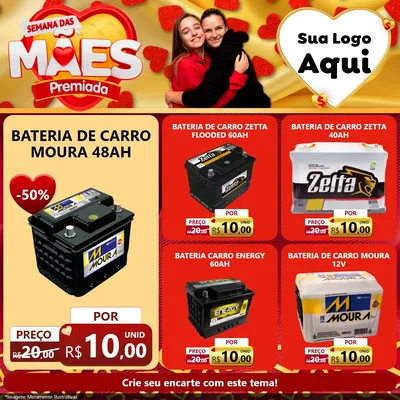 Modelo de Rede Social para Feed Facebook com o tema Semana das Mães Premiada para Baterias Elétricas