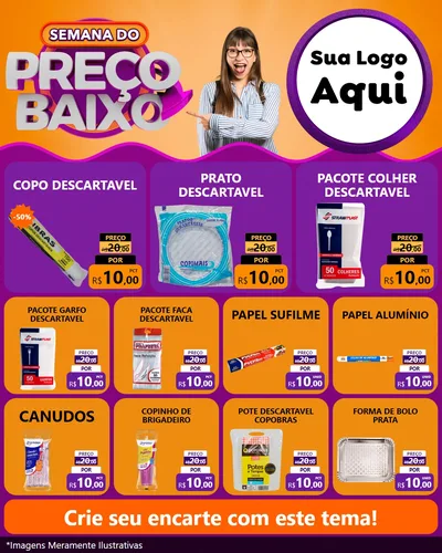 Modelo de Rede Social para Feed Instagram com o tema Semana do Preço Baixo para Embalagens