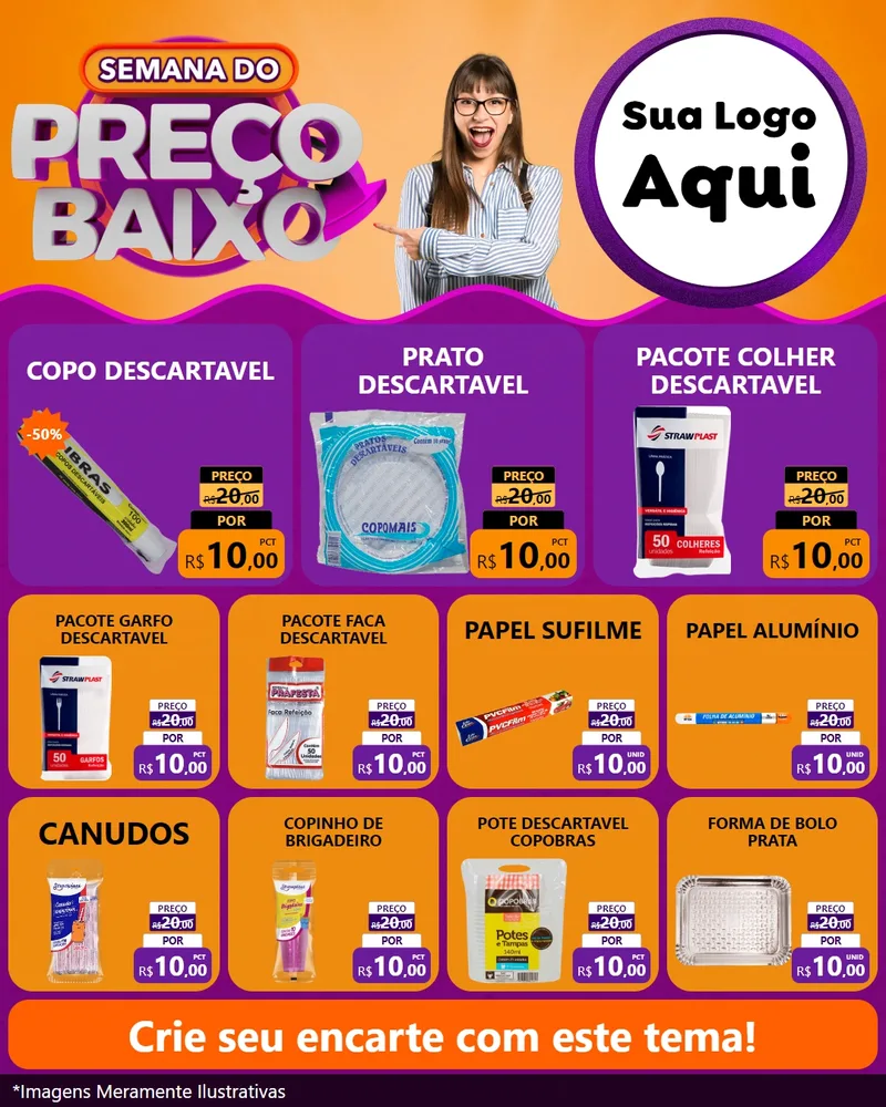 Modelo de Rede Social para Feed Instagram com o tema Semana do Preço Baixo para Embalagens