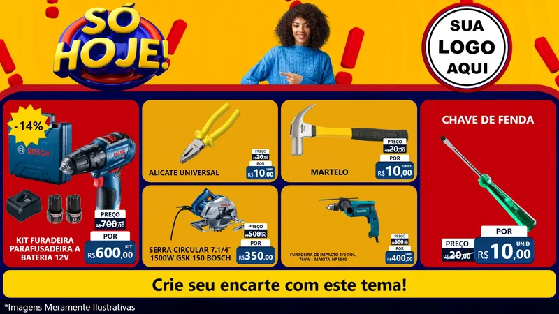 Modelo de TV para TV Horizontal com o tema Só Hoje! para Maquinas e Ferramentas