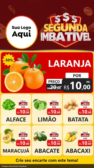Modelo de Rede Social para Stories com o tema Segunda Imbatível para Hortifrúti