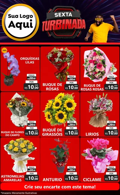 Modelo de Encarte para Encarte Grande com o tema Sexta Turbinada para Floricultura e jardim