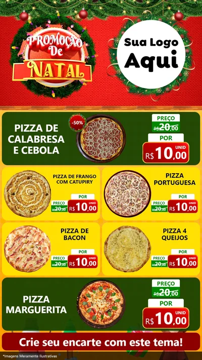 Modelo de TV para TV Vertical com o tema Promoção de Natal para Pizzaria