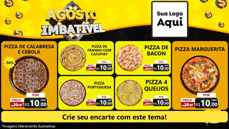 Modelo de TV para TV Horizontal com o tema Agosto Imbatível para Pizzaria