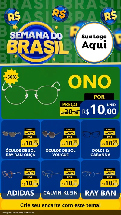 Modelo de Rede Social para Stories com o tema Semana Do Brasil para Óticas