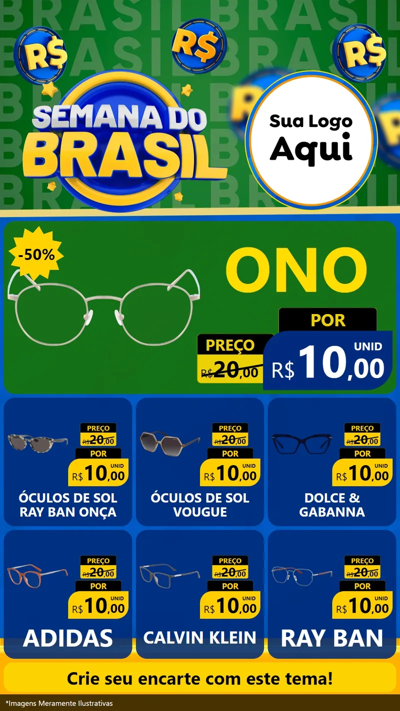 Modelo de Rede Social para Stories com o tema Semana Do Brasil para Óticas