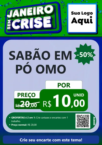 Modelo de Cartaz para Cartaz A4 Vertical com o tema Janeiro Sem Crise para Produtos de Limpeza