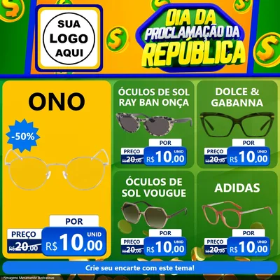 Modelo de Rede Social para Feed Facebook com o tema Dia Da Proclamação da República para Óticas