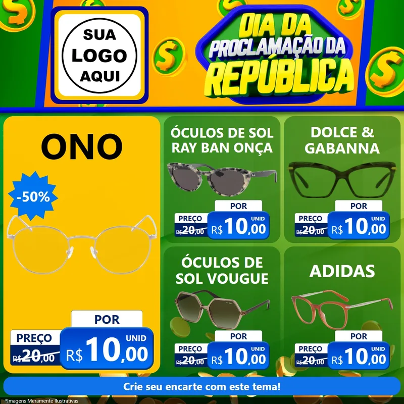 Modelo de Rede Social para Feed Facebook com o tema Dia Da Proclamação da República para Óticas