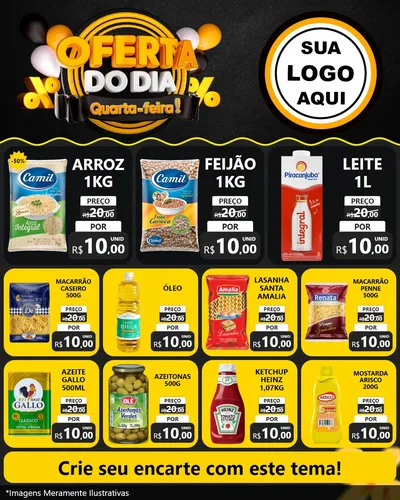 Modelo de Rede Social para Feed Instagram com o tema Oferta do Dia - Quarta Feira! para Supermercado