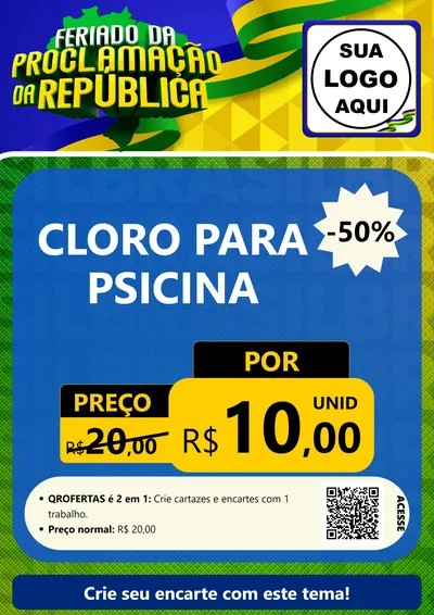 Modelo de Cartaz para Cartaz A4 Vertical com o tema Feriado da Proclamação da República para Produtos para Piscina