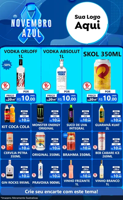 Modelo de Encarte para Encarte Grande com o tema Novembro Azul para Distribuidora de bebidas