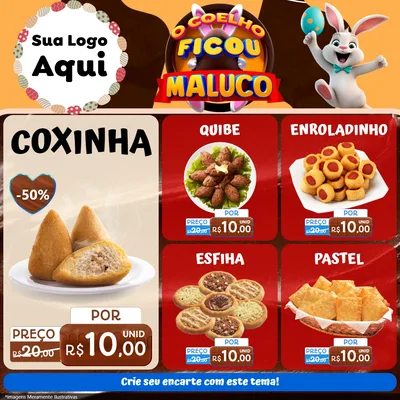 Modelo de Rede Social para Feed Facebook com o tema O Coelho Ficou Maluco - Páscoa para Salgadaria