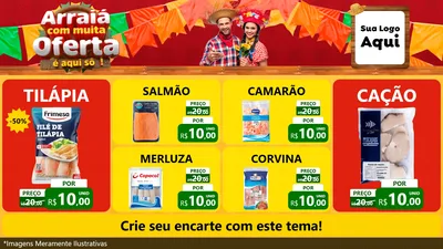 Modelo de TV para TV Horizontal com o tema Arraiá Com Muita Oferta - É Aqui Sô! para Peixaria