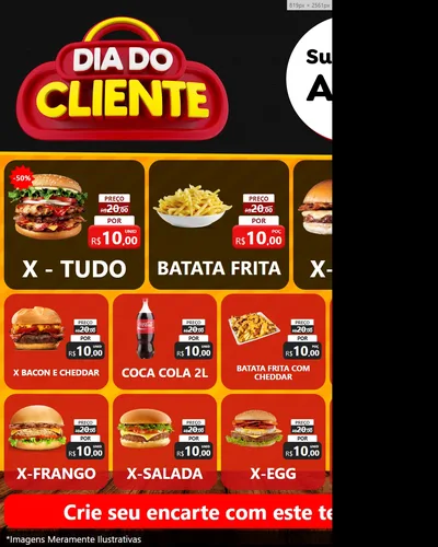 Modelo de Rede Social para Feed Instagram com o tema Dia do Cliente para Hamburgueria