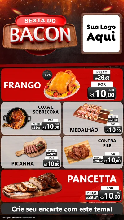 Modelo de TV para TV Vertical com o tema Sexta do Bacon para Assados