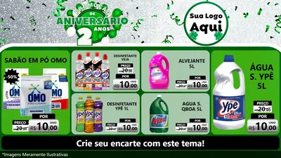 Modelo de TV para TV Horizontal com o tema Promoção de Aniversário - 2 Anos para Produtos de Limpeza